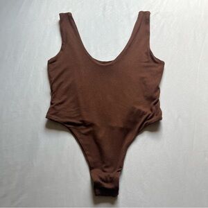 RE ONA brown knit scoop neck sleeveless bodysuit